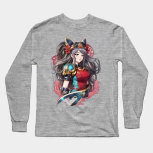 Cetus Fantasia: Ethereal AI Anime Character Artistry Long Sleeve T-Shirt